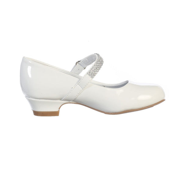 Lito Girls White Rhinestone Strap Mia Occasion Dress Shoes 11-4 Kids - SophiasStyle.com